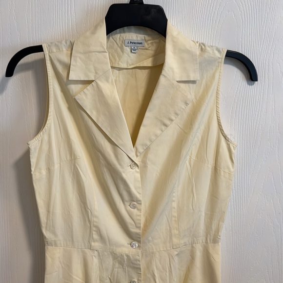 J. Peterman Light Yellow Sleeveless Shirtwaist Button Down 100% Cotton Size 6 - Picture 2 of 12